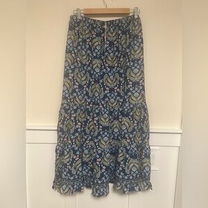 Blue/Yellow Maxi Skirt (elastic waist band)